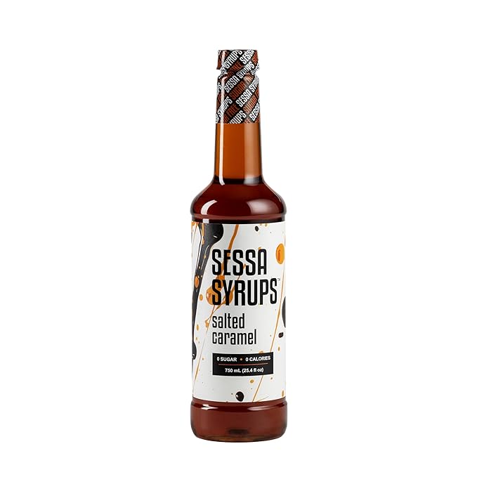 Sessa Syrups Sugar Free Salted Caramel Syrup - 25.4 Fl Oz - Keto-Friendly, Zero Calorie, Gluten-Free - Natural Flavoring for Coffee, Tea, Cocktails, and More