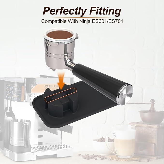 RAWILL Tamping Mat for Ninja Espresso Machine ES601/ES701,Silicone Black Tamping Holder,Non-Slip Espresso accessories for Luxe Cafe Machine,Waterproof, Heat Resistant