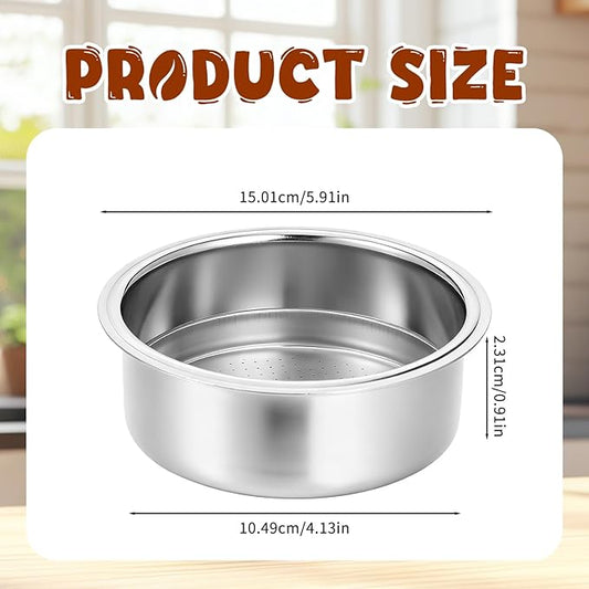 51mm Portafilter Basket, Stainless Steel 2 Cup Coffee Filter, Pressurized Espresso Filter Basket Double Layer for Portafilter Coffee Machines (2 Cups Capacity)
