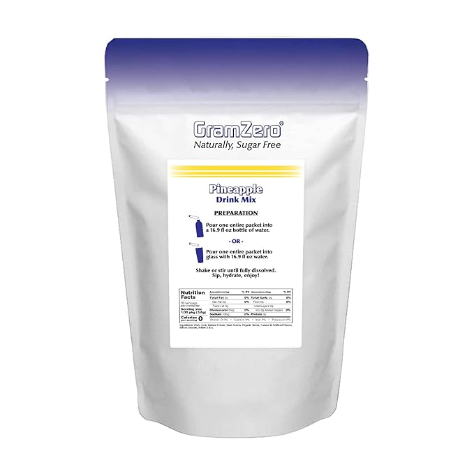 GramZero 2GO Sticks - Pineapple, Zero Calorie Sugar Free Drink Mix, Stevia Sweetened, Great For Nutrition Club Loaded Tea To Go Kits