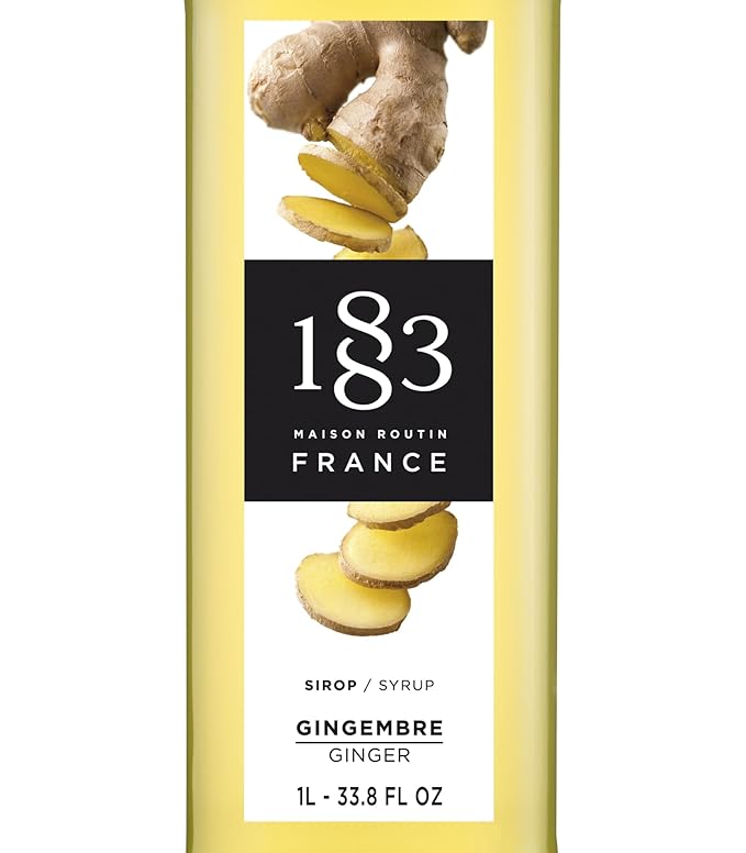 1883 Ginger Syrup for Drinks, Made in France, 1 Liter Glass Bottle