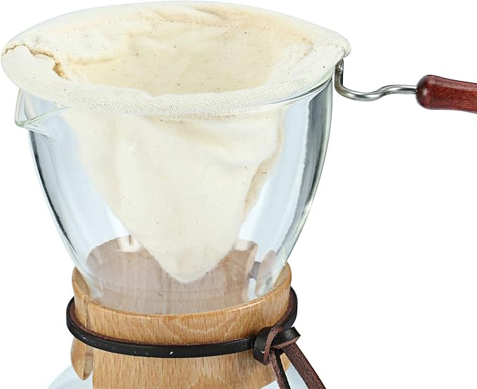 Homend Pour Over Coffee Maker 4-Cup, 16oz, 480ml with 2 Reusable Cloth Drip Filter & Wooden Collar Holder Heat Resist Glass Drip Coffeemaker, Hand Brew Dripper Carafe for Home Camping Travel