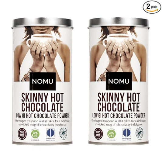NOMU Skinny 60% Cocoa Hot Chocolate (33 servings) | 20 Calories only, Keto Diet Drink, Low GI, High Protein (Pack of 2)