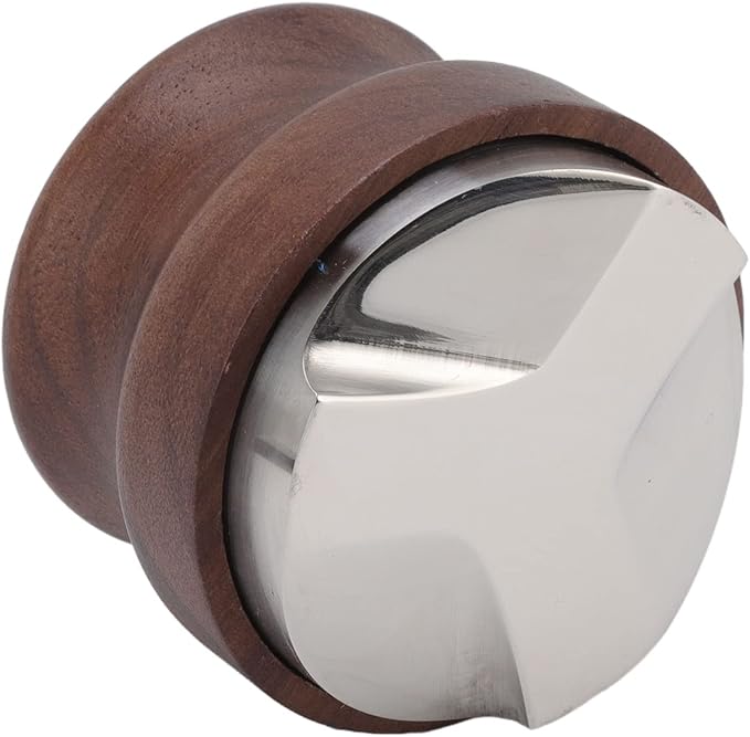 Professional Coffee Tamper Distributor Set, Walnut Handle & Stainless Steel Base, Tamping Kit for Barista, Home, Cafe Use
