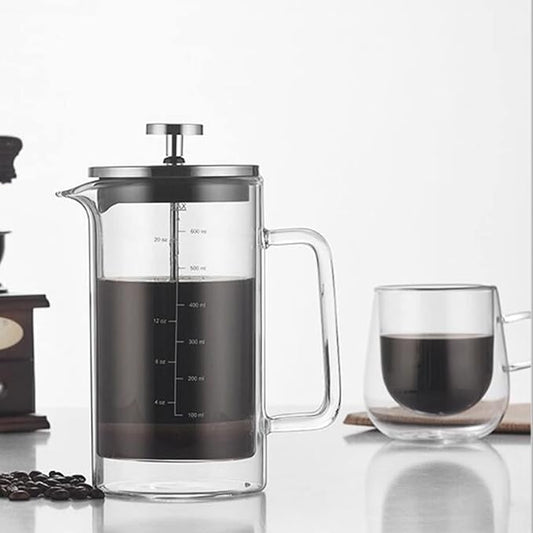 Double Walled French Coffee Maker Heat Resistant Borosilicate Glass Coffee Pot