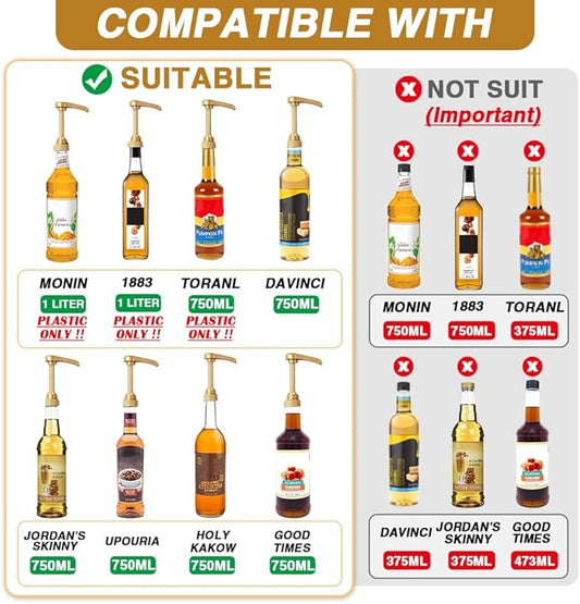 10 Pcs White Coffee Syrup Pump Dispenser, Compatible with 25.4 Oz/750ml Bottles, Great for Home & Coffee Bar Drinking Mixes, Tea, Beverage, Cocktails, Plus Spoons