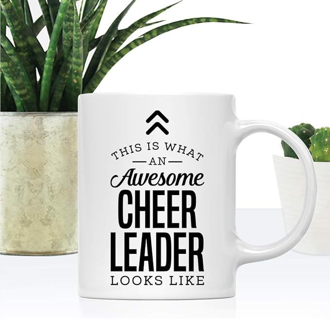 Andaz Press 11oz. Ceramic Coffee Tea Mug Thank You Gift, This is What an Awesome Cheer Leader Looks Like, 1-Pack, Birthday Christmas Gift Ideas Coworker Him Her, Includes Gift Box