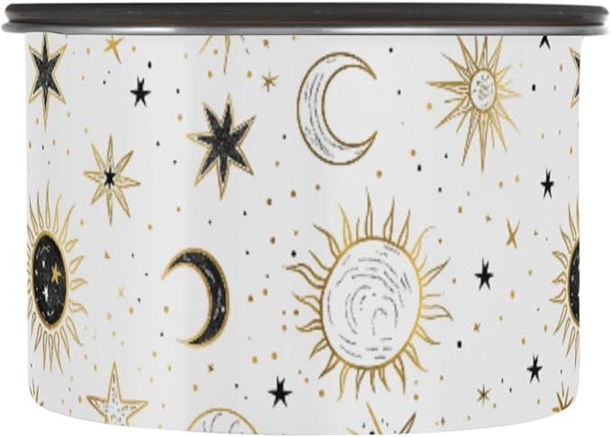 ALAZA Crescent Sun Moon Star Airtight Coffee Bean Canister 900ml Food Storage Containers with Lids For Gournd, Tea, Sugar, Flour, Rice, Cereal, Candy Cookie Jar
