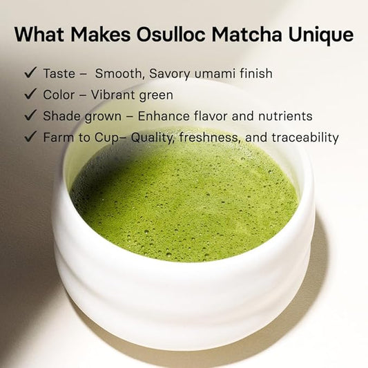 OSULLOC Premium Matcha Powder for lattes, Ceremonial Grade Korean Matcha, Premium Organic (USDA) Pure Leaf Green Tea from Jeju, 1.41 oz, 40g