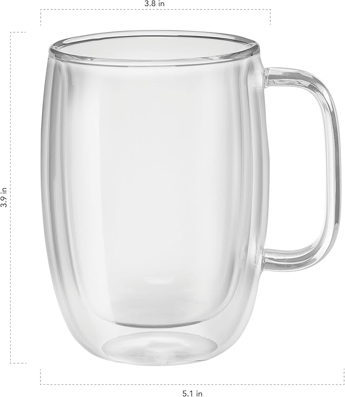 ZWILLING Sorrento Plus 2-pc Double-Wall Glass Latte Mug Set, 15-oz, 450ml