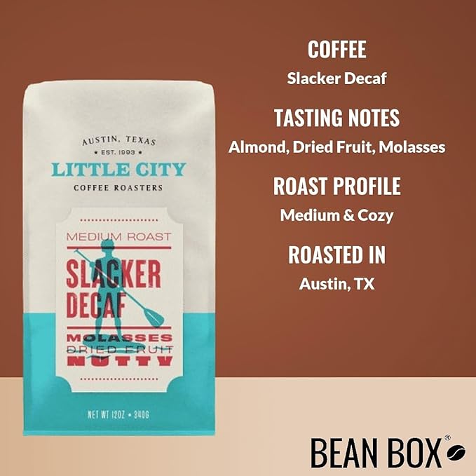 Slacker Decaf - Roasted by Little City Coffee Roasters - Whole Bean Coffee - 12 Ounce Bag