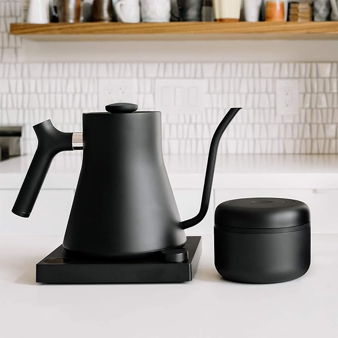 Fellow Atmos Vacuum Coffee Canister & Food Storage Container - 0.4 Liter Canister holds up to 6 oz of Coffee Beans - Airtight Food Storage Containers - Coffee Containers - 0.4 Liter - Matte Black