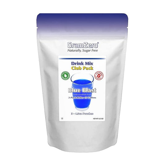 GramZero Blue Blast Zero Calorie Sugar Free Drink Mix, Great For Nutrition Club Loaded Teas, Stevia Sweetened