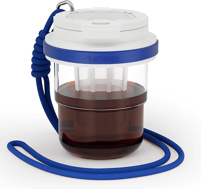 MHW-3BOMBER Cold Brew Coffee Maker Crossbody Portable 18oz - Iced Coffee Mug Tea Brewer Pitcher with Filter - Travel Coffee Tumbler for Gifts Car Office Gym, Blue M5772BL-OS
