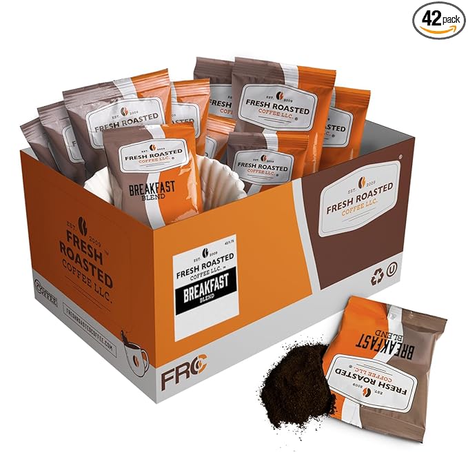 Fresh Roasted Coffee, Breakfast Blend, Kosher, Pre-Ground Fractional Packs, 1.75 Ounce, 42 Count