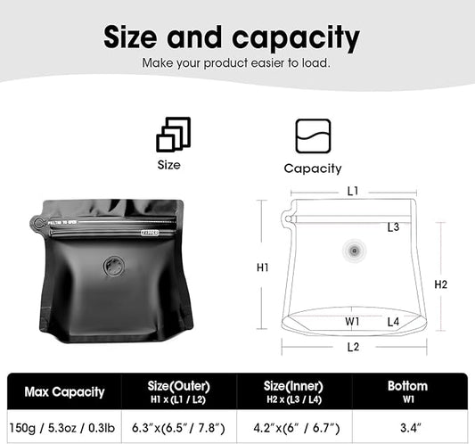5oz 1/3 lb 60pcs Coffee Bags with Valve,Vented Coffee Bag Barrier Bags Store Bags Coffee Packaging Coffee Storage Pouches Stand-up Bags for Food Diamond Shaped Need to Use Heat Sealing Machine（Black）