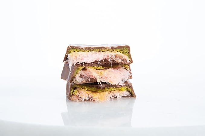 Carians Angel Hair Pomegranate Cotton Candy, Dubai Chocolate Candy with Pistachio and Kunafa, 10 Individually Wrapped Chocolate, Great for Gift Giving, Anniversary, Thanksgiving, Christmas