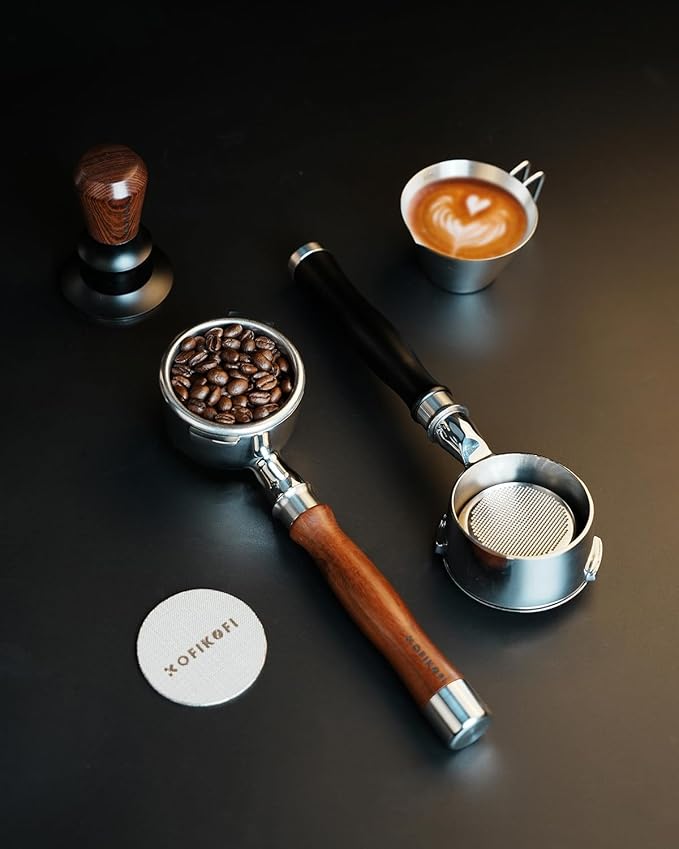 58mm Bottomless Portafilter For Gaggia, 2 Ears Slim Naked Portafilter Fits Gaggia Espresso Coffee Machines with Stainless Steel Head and 18g Filter Basket and Puck Screen - Rosewood Handle