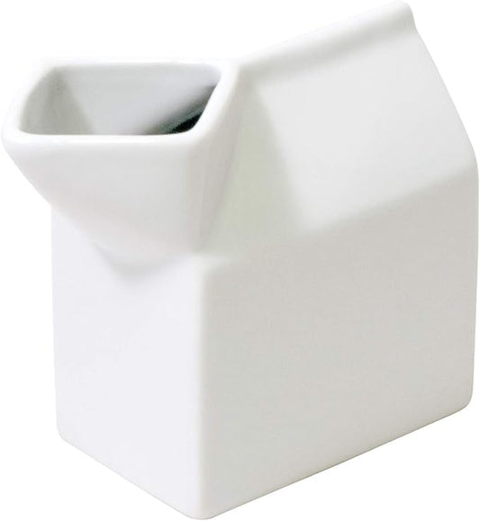 HIC Kitchen Milk Carton Creamer, Fine Porcelain, 6-Ounce, For Serving Milk, Cream, Syrup, Dressings, And Sauces