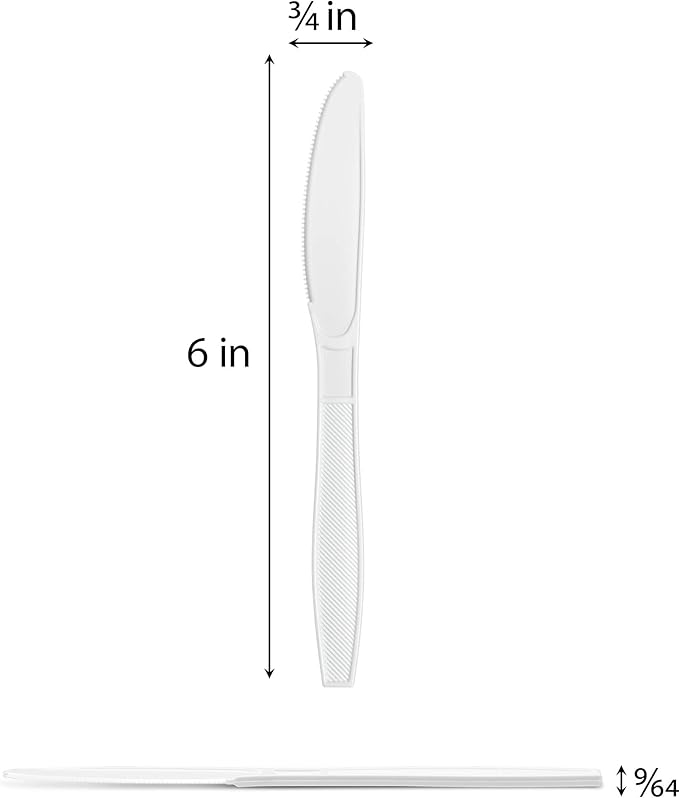500 Count Extra Heavy duty Plastic Knives, Disposable White Knife, Heavyweight Bulk Cutlery for Dinner, Events, Catering, Parties & Takeout
