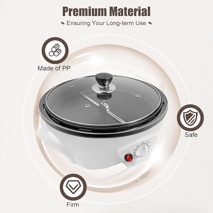 Nwkxnrt Coffee Roaster Machine & Electric Coffee Bean Roaster, 800W 110V Home Roasting Machine with 0-240℃ Adjustable Temperature and Timer, Non-stick Roasting Chamber for Home Cafe and Club Use