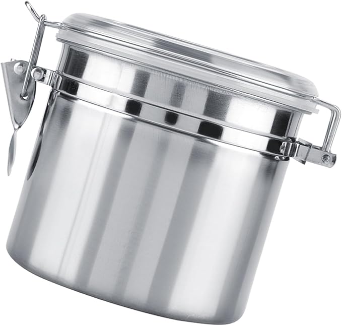 Stainless Steel Coffee Canister, Container Vacuum Sealed Storage Jar with Airtight Clamp Lid for Sugar Tea Bean (Medium 4.75L)