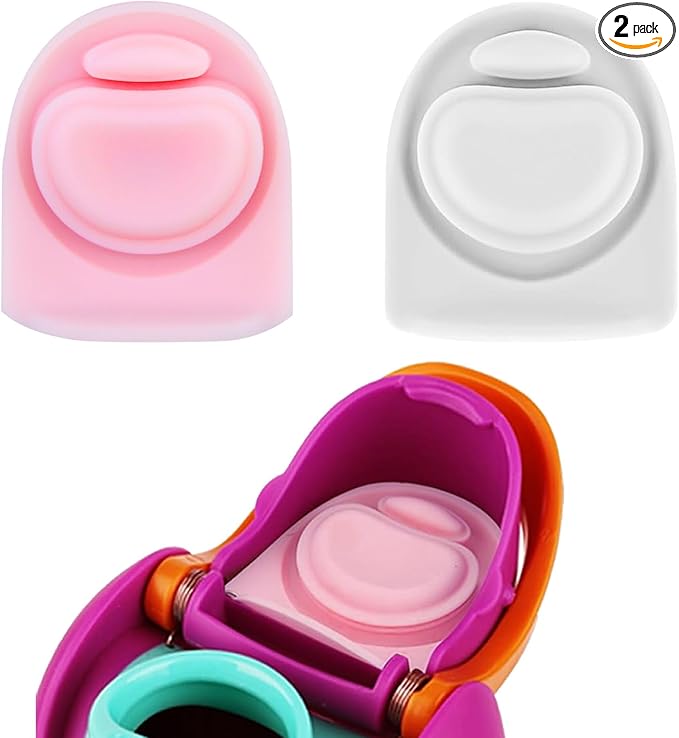 2 Pcs Replacement Rubber Seal Stopper Compatible with Owala FreeSip,Water Bottle Top Gasket Lid for Owala 16/19/24/32/40oz Seal Mouth Cap Silicone Stopper Parts Insert Accessories（White+Pink）
