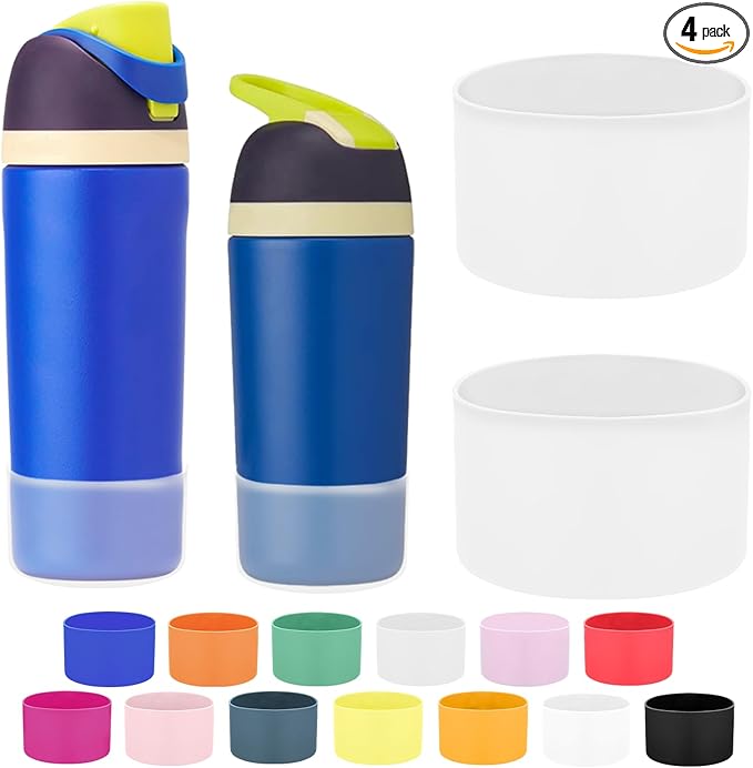 Mity rain 2PCS Protective Boot Compatible with Owala Kids Water Bottle 16 oz &14 oz, Silicone Boot Accessories for Owala Kids FreeSip 16oz & Flip 14oz (Translucent)
