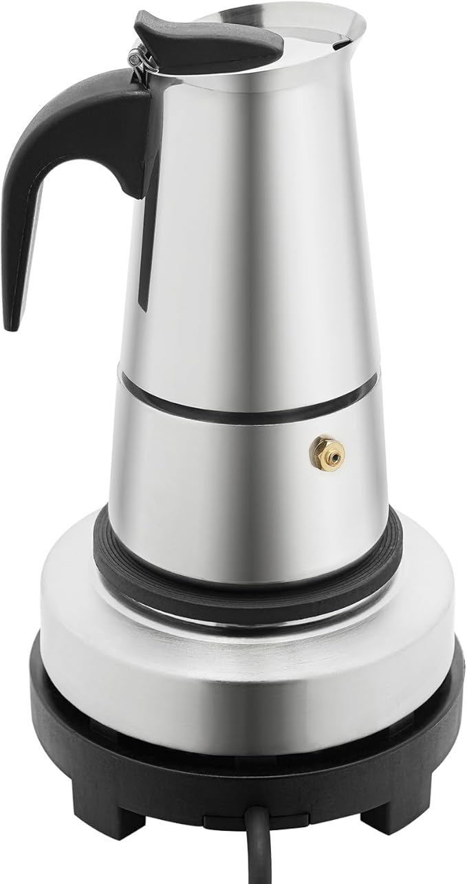 Stovetop Espresso Maker, Stainless Steel Moka Pot Coffee Pot Mocha Greca Machine Maker Multifunctional Moka Pot for Home and Camping (4 Cup)