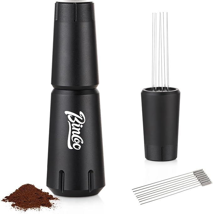 WDT Tool with Stand - Espresso Distribution Tool, Espresso Stirrer Tool with 8 Extra Stainless Steel Needles Φ0.4mm for Replacement,Aluminum Alloy Handle with Stand