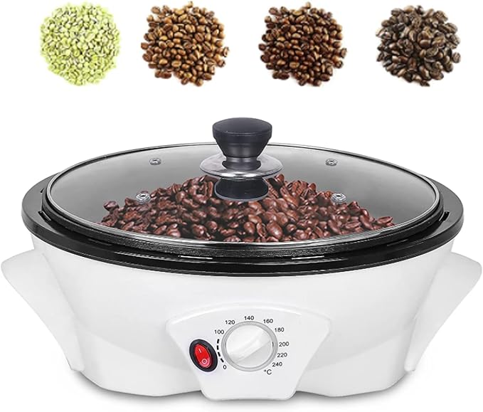 Coffee Bean Roaster Machine Electric Coffee Bean Roaster for Home Use 0-240℃ Temperature Adjustment for Coffee Bean Nut Peanut Non-stick Pot 110V