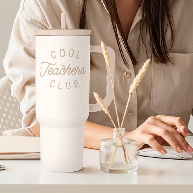 Teacher Appreciation Gift for Women – Stainless Steel Insulated Tumbler with Handle - Teachers Travel Coffee Mug Cup for Women Back to School Birthday Christmas, 40oz