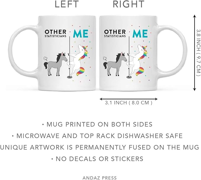 Andaz Press Funny Quirky 11oz. Ceramic Coffee Tea Mug Thank You Gift, Other Statisticians Me, Horse Unicorn, 1-Pack