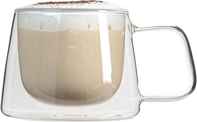 Restaurantware Glass Espresso Cups 12 Count 7 Ounces Borosilicate Double Wall Glass Coffee Mugs Insulated Clear Tea Drinkware for Hot or Cold Beverages