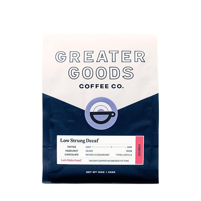 Low Strung - Decaf - Roasted by Greater Goods Coffee Co. - Whole Bean Coffee - 10 Ounce Bag