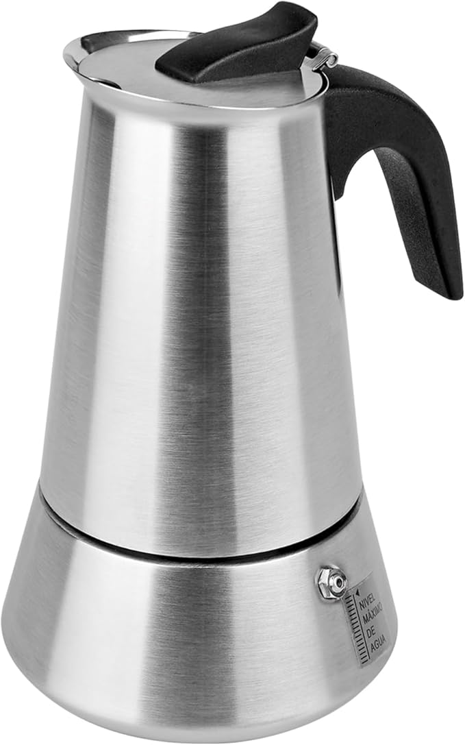 Solazzia 12-Cup Moka Pot | Matte Stainless Steel Stovetop Espresso Maker | 20 fl oz | All Stovetops