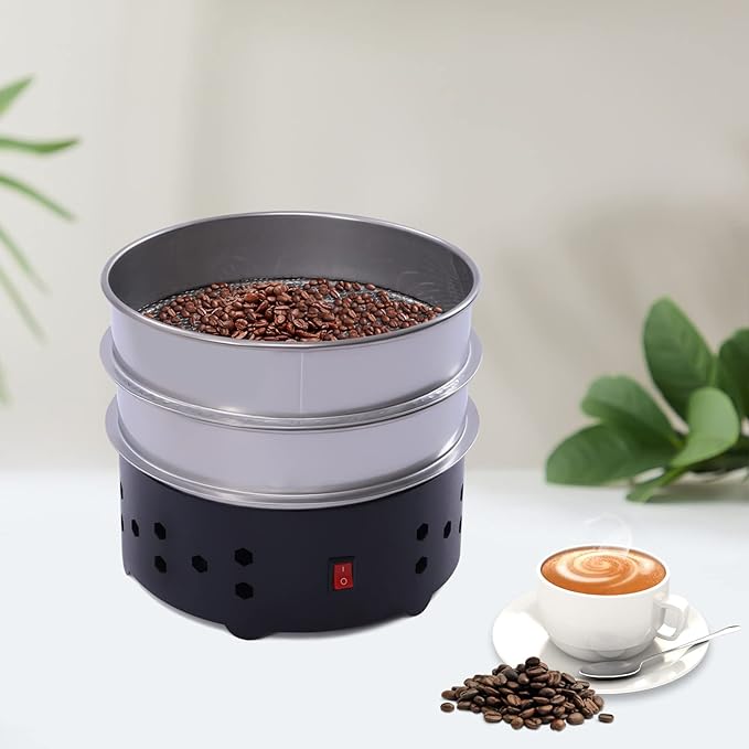 SHIPUNAYE Coffee Bean Cooler, 1.3lb Electric Coffee Roasting Cooling Machine, 2 Layer Stainless Steel Coffees Chaff Collect Cooler Tool, Mesh Brewing Cooling Tool for Home Cafe