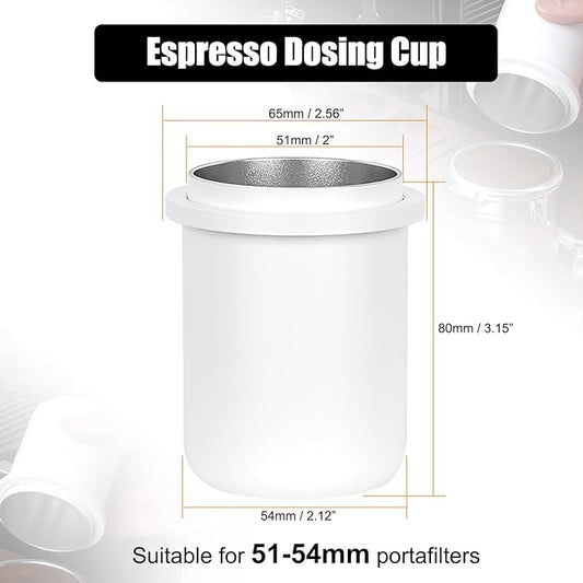IKAPE 51MM, 54MM Espresso Dosing Cup, Compatible with All the 51MM to 54MM Portafilters, Espresso Coffee Accessory, Made of Aluminum (White)