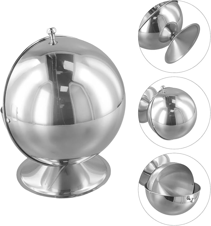 Stainless Steel Sugar Bowl with Roll Top Lid, 16 oz Capacity for Sugar Cubes, Candy, Nuts, and Mints, Silver