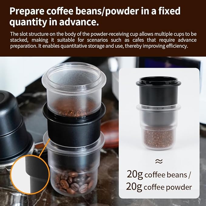 watchget 58mm Dosing Cup Espresso Coffee Dosing Cup Compatible with 58mm Portafilters Plastic Espresso Dosing Cup Coffee Machine Accessories, Frosted Black
