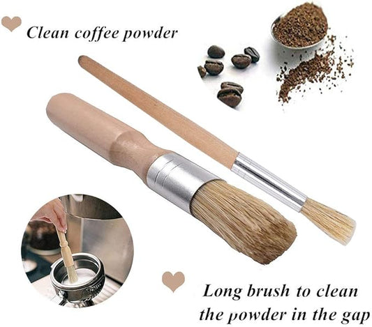 Coffee Machine Cleaning Brush Set - 4 Piece Set Including Wooden and Nylon Brushes for Grinders and Group Heads