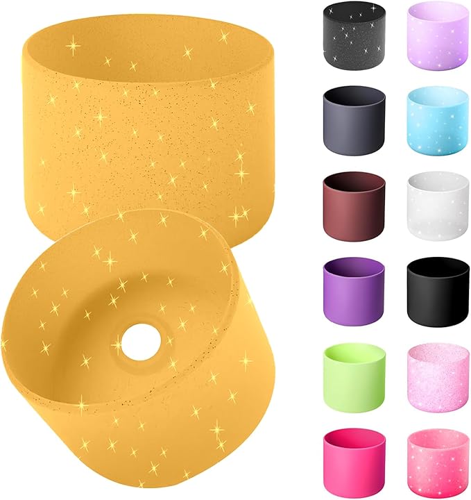Silicone Boot for Owala 40oz Water Bottle – Anti-Slip Protective Cover, Bottle Boot, Base Cover Compatible with FreeSip, Sleeve for Stainless Steel Tumblers (Glitter Yellow, 40OZ)