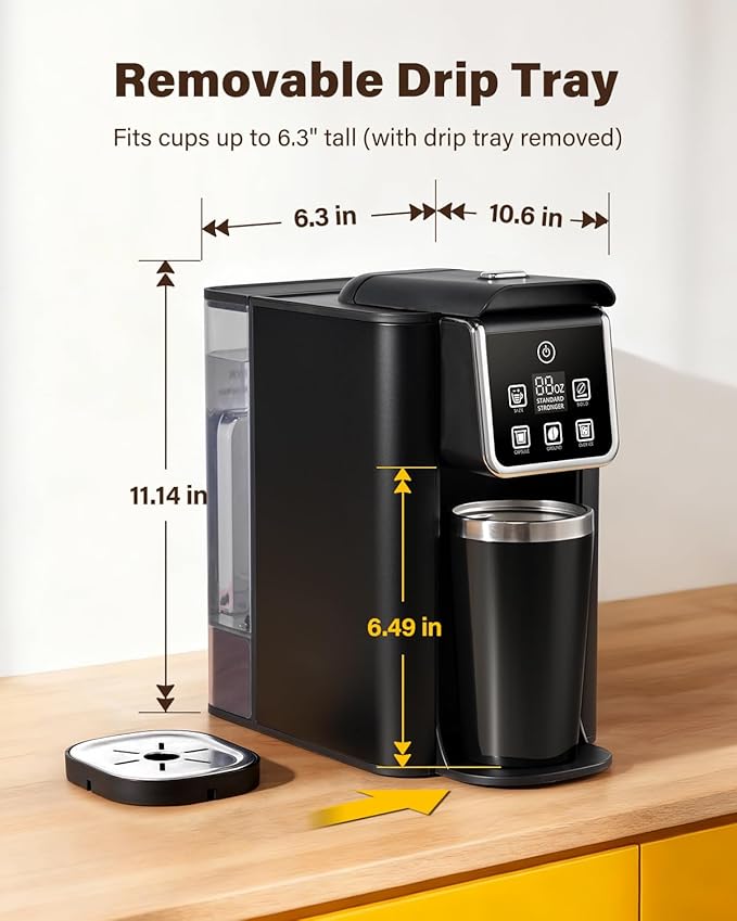 SHARDOR Single Serve Coffee Maker Upgrade, Hot & Iced Coffee Machine for K Cup and Grounds, 6 to 14 oz Brew Sizes, 50 oz Removable Water Tank, Bold Brew Setting, Pod Maker with Reusable Filter, Black
