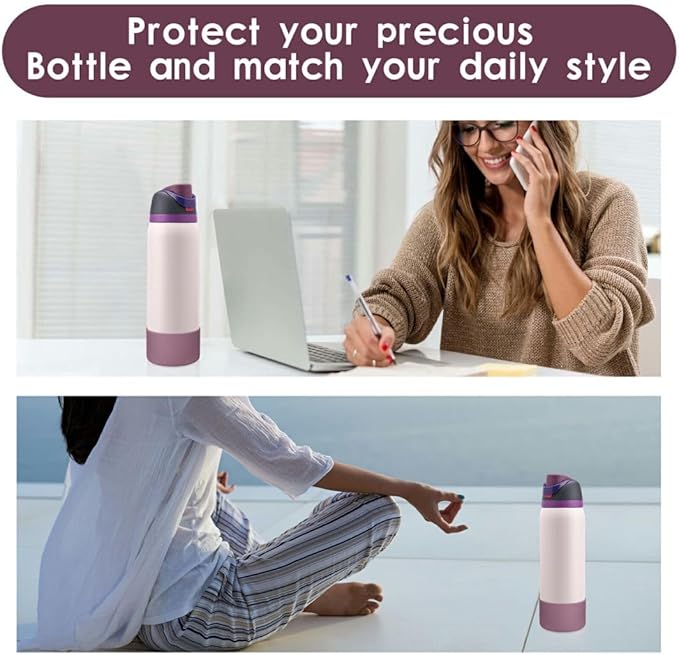 2PCS Silicone Water Bottle Boot, Compatible with Owala 24oz 32oz 40oz, Protective Anti-Scratch & Anti-Dent No Noise Sleeve Cover for FreeSip/Twist/Flip Water Bottles (Mauve, 32oz)