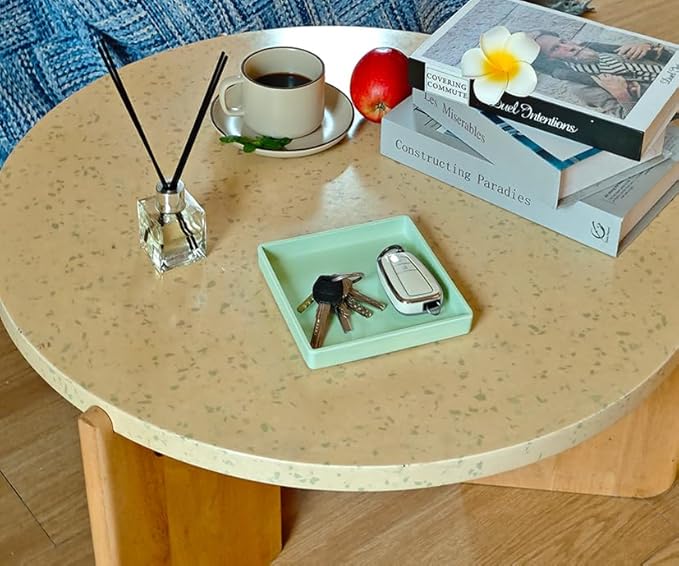 Small Square Serving Tray (5.9 inch), Durable Green Tray for Desserts & Organization, Lightweight for Coffee, Drinks, Party, Seasoning, Perfume and Display.