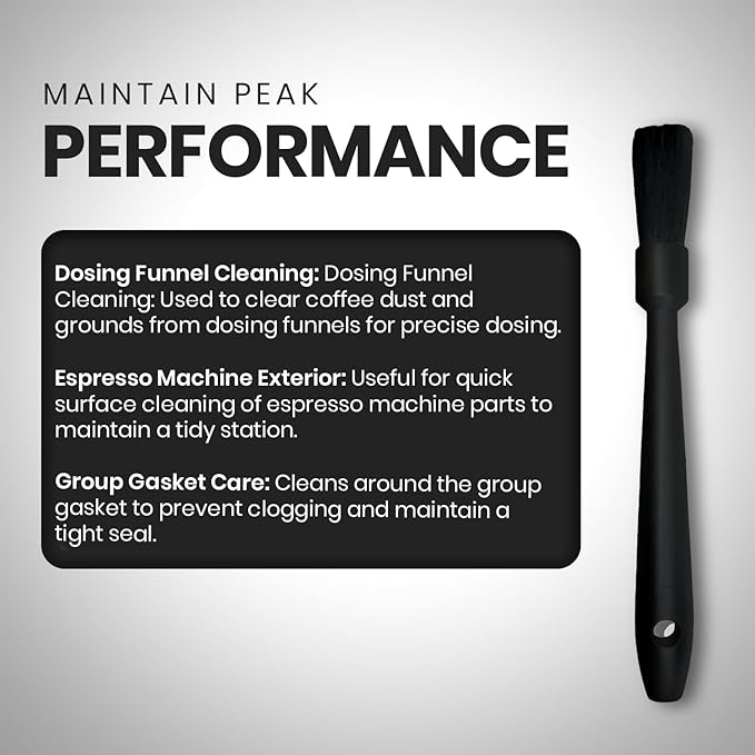 Rattleware 10" Black Espresso Machine Grinder Brush, Long Durable Handle Coffee Grinder Cleaning Brush - Ideal for Home, Cafe, Restaurant, or Hotel - Trusted by Baristas