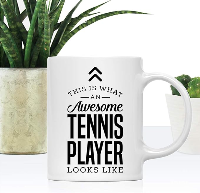 Andaz Press 11oz. Ceramic Coffee Tea Mug Thank You Gift, This is What an Awesome Tennis Player Looks Like, 1-Pack, Birthday Christmas Gift Ideas Coworker Him Her, Includes Gift Box