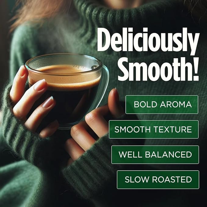 VitaCup Perfect Low Acid Coffee Ground, USDA Organic & Fair Trade, Dark Roast Guatemala Single Origin, Clean & Pure for Drip Coffee Brewers and French Press, 6 bags, 11oz each