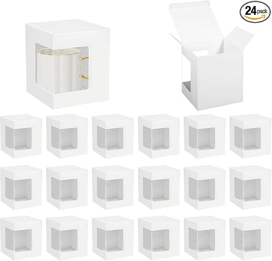 24 Pcs Sublimation Mugs Gift Boxes Transparent Gift Packaging Box for Blanks Sublimation Mugs Packaging 11oz, 12oz, 15oz Sublimation Mugs Blank Mug Box Cups Gift Wrapping