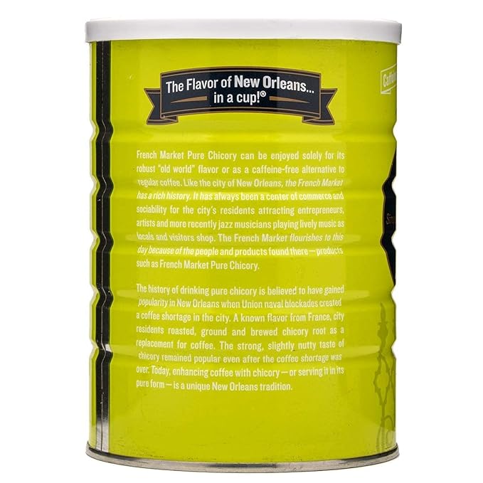 French Market 100% Pure Ground Dark Roast Chicory, Caffeine Free, 16oz Can (Pack of 1)
